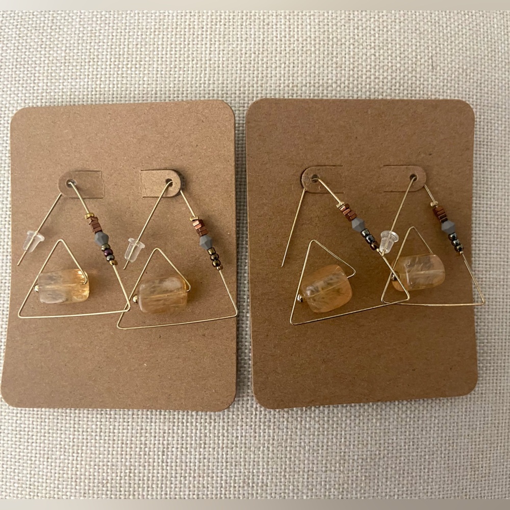 4/$15 Triangle Threader Earrings Gold Edition